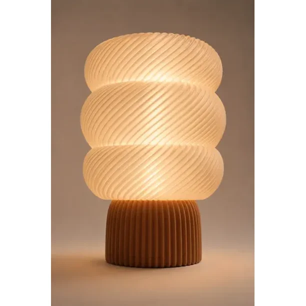 Lámpara de Mesa Velador SLVJE Mallow Glow E27 Impresa en 3D Chocolate / Beige + Ampolleta