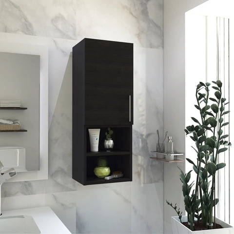 Tuhome - Mueble Auxiliar Baño Muro Barcelona 1 Puerta Wengue