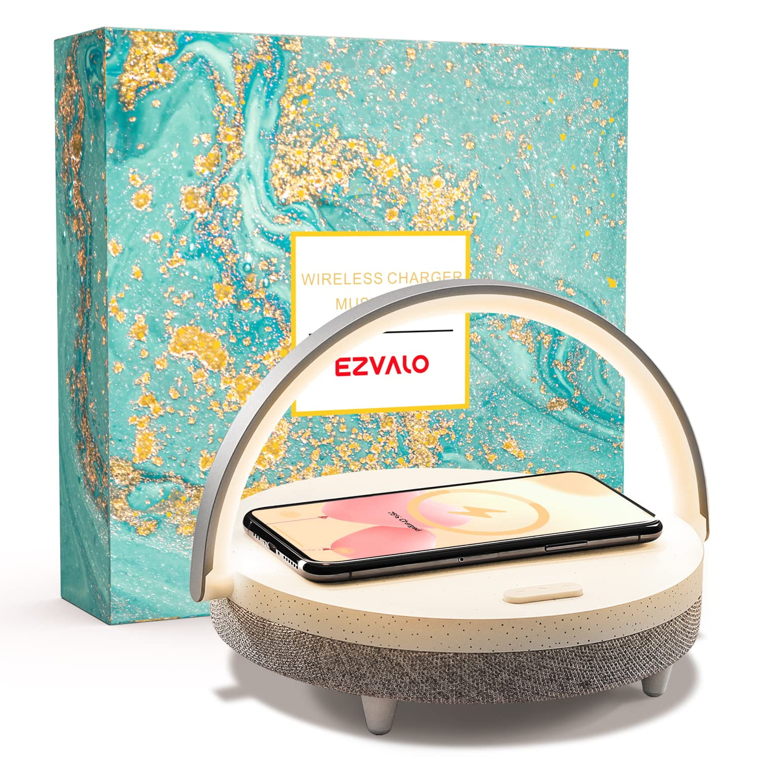 Ezvalo - Lámpara De Mesa Gift Music Con Cargador Inalámbrico Y Altavoz Bluetooth