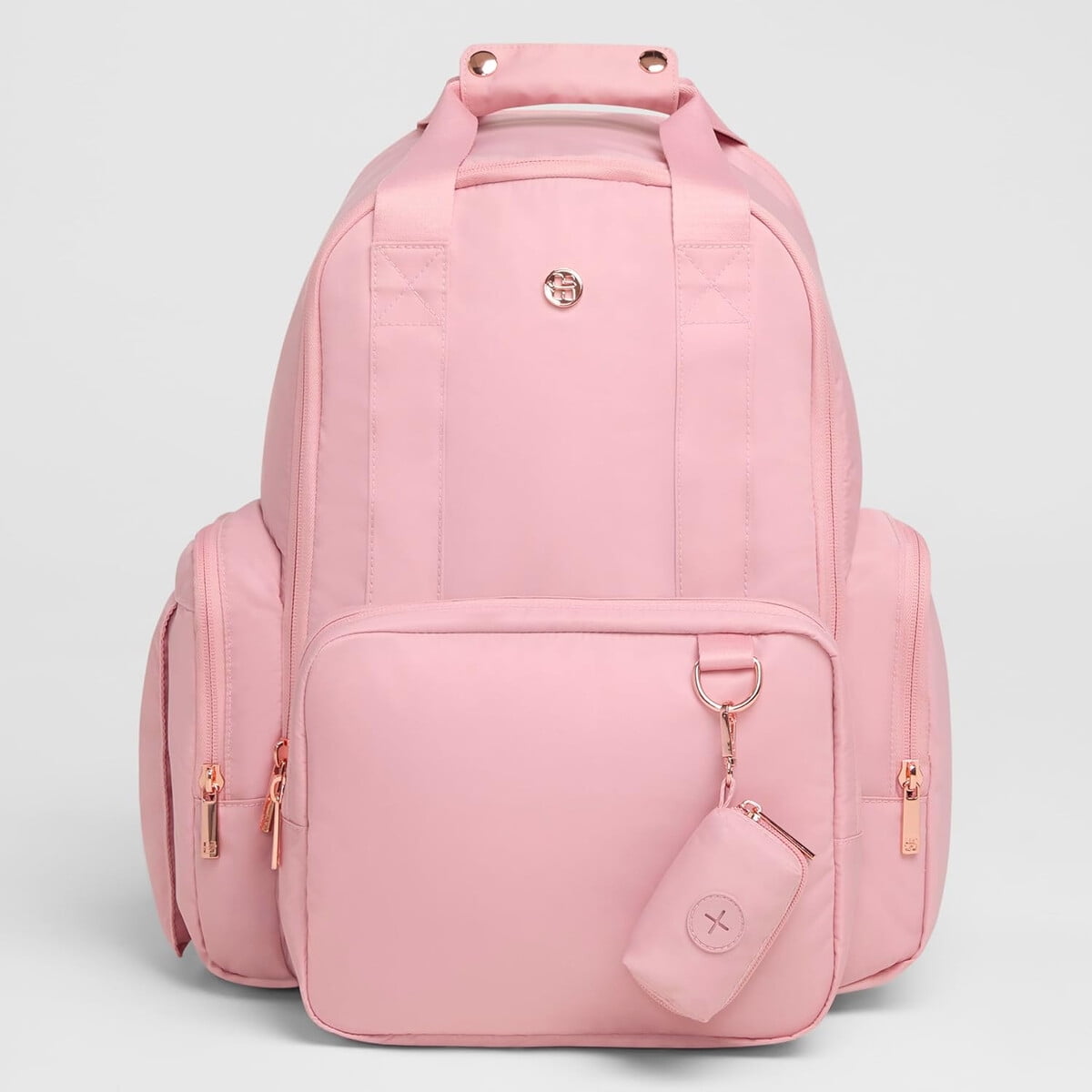 Mochila Pañalera Huggies 21l Cuero Vegano Rosa Unisex