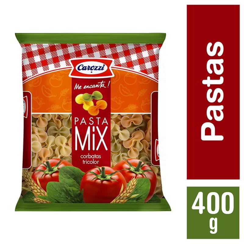 Fideo Pasta Mix Corbatas Tricolor Bolsa 400 g Carozzi