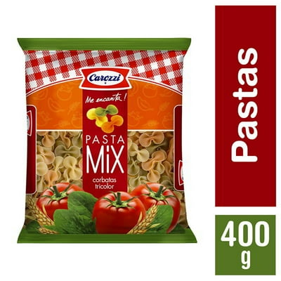 Fideo Pasta Mix Corbatas Tricolor Bolsa 400 G Carozzi