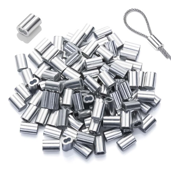 Manguitos de prensado de aluminio, 3 mm, 100 piezas para línea de cable