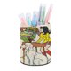thumbnail image 1 of Los Archies-theme Cylinder Pen Holder Pencil Organizer with Flannel Lining PVC Leather Material Cardboard Base for study work 10*8CM, 1 of 6