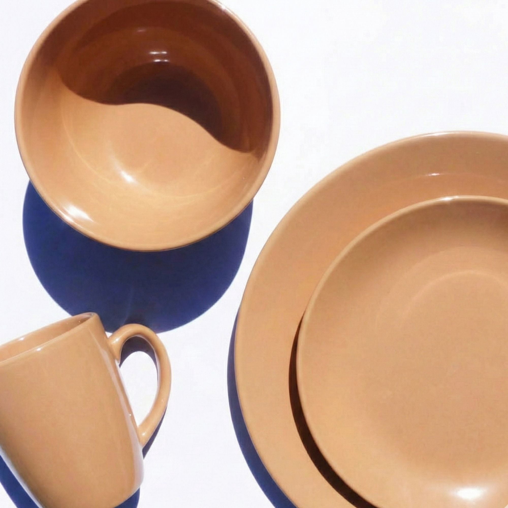 Decoexpress - Juego De Loza 16 Piezas Vajilla Cerámica July Caramelo