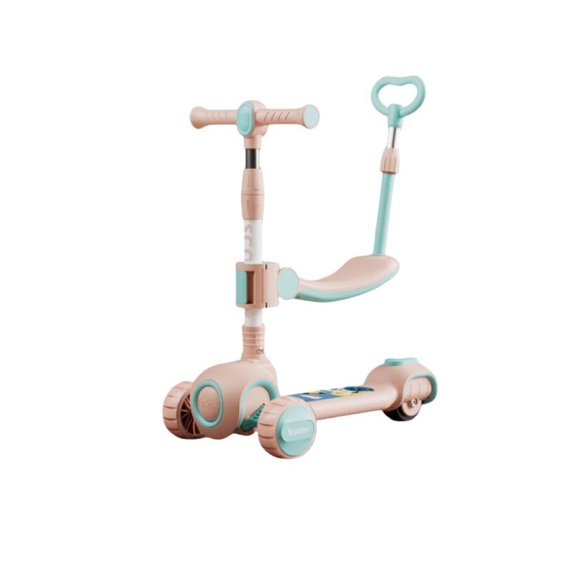 Babyluna - Scooter 3 En 1, Con Asiento Y Manubrio, Rueda Luces Y Sonido Rosa