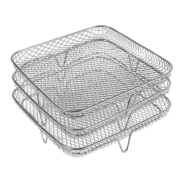 Rejilla para freidora de aire de tres capas, accesorios para freidora, rejilla para freidora de carnes reutilizables, cesta para hornear, sartén para
