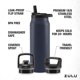 thumbnail image 3 of Botella de Agua ZULU Base 1.2L Acero Inoxidable con 3 Tapas Azul Marino, 3 of 8