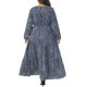 thumbnail image 3 of Agnes Orinda Vestido Maxi Largo de Lunares para Mujer Talla Grande de Escuela Colegio con Mangas de Linterna y Dobladillo con Volantes Flowy Boho 1X Azul Marino, 3 of 6