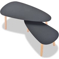 Habita2 Chile - Mesas Twin Largas Base Madera Haya Alemana - Negro