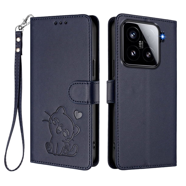 Carcasa Billetera de Cuero Sintético para Xiaomi 15, Azul