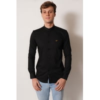 Camisa Cuello Mao Negro Manga Larga Fit White Clothing