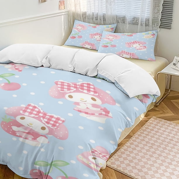 Sanrio Quilt Set Thicken Soft 3 Pieces Bedding Set All Season Duvet Cove with 2 Pillowcases for Adult Women Girls Teens Home Room Decor