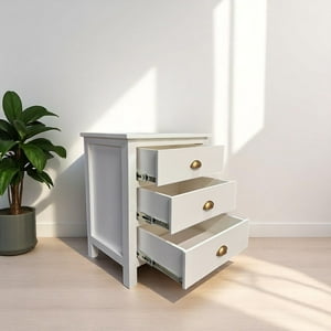 Arca Muebles - Par De Veladores De Madera 3 Cajones 55X40X70 Color Blanco