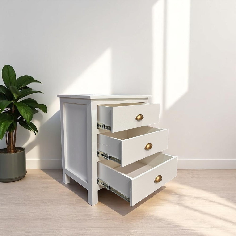 Arca Muebles - Par De Veladores De Madera 3 Cajones 55x40x70 Color Blanco