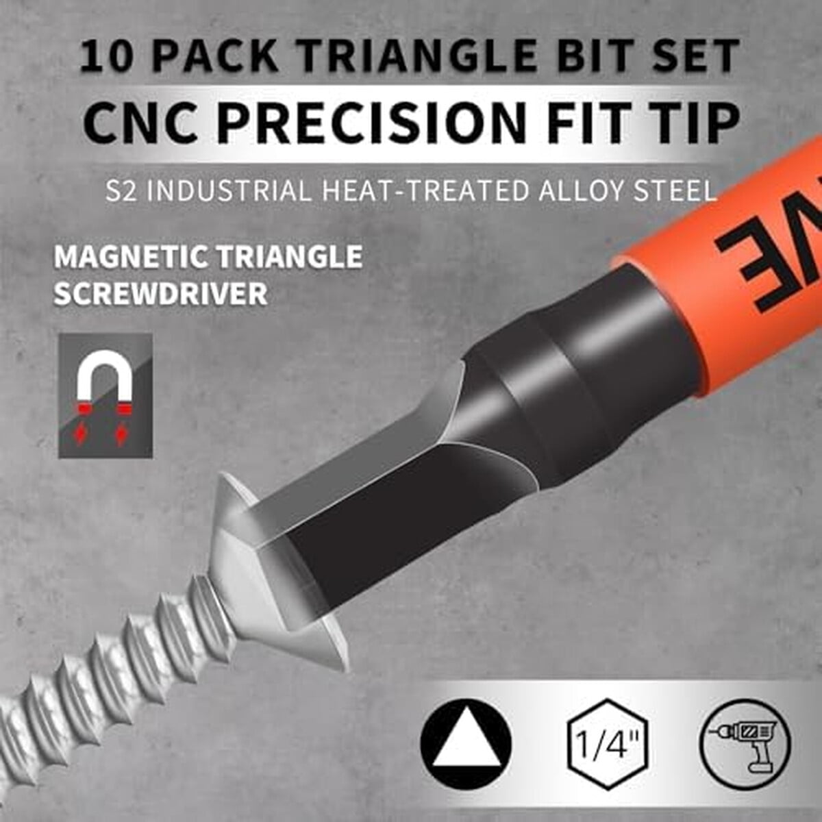 Set Destornillador Triangular Dyrecelve S2 Acero 10 Unidades