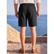 thumbnail image 3 of INSPIRE CHIC Pantalones Cortos de Lino con Cintura Elástica y Cordón para Vacaciones en la Playa para Hombre S Negro, 3 of 5