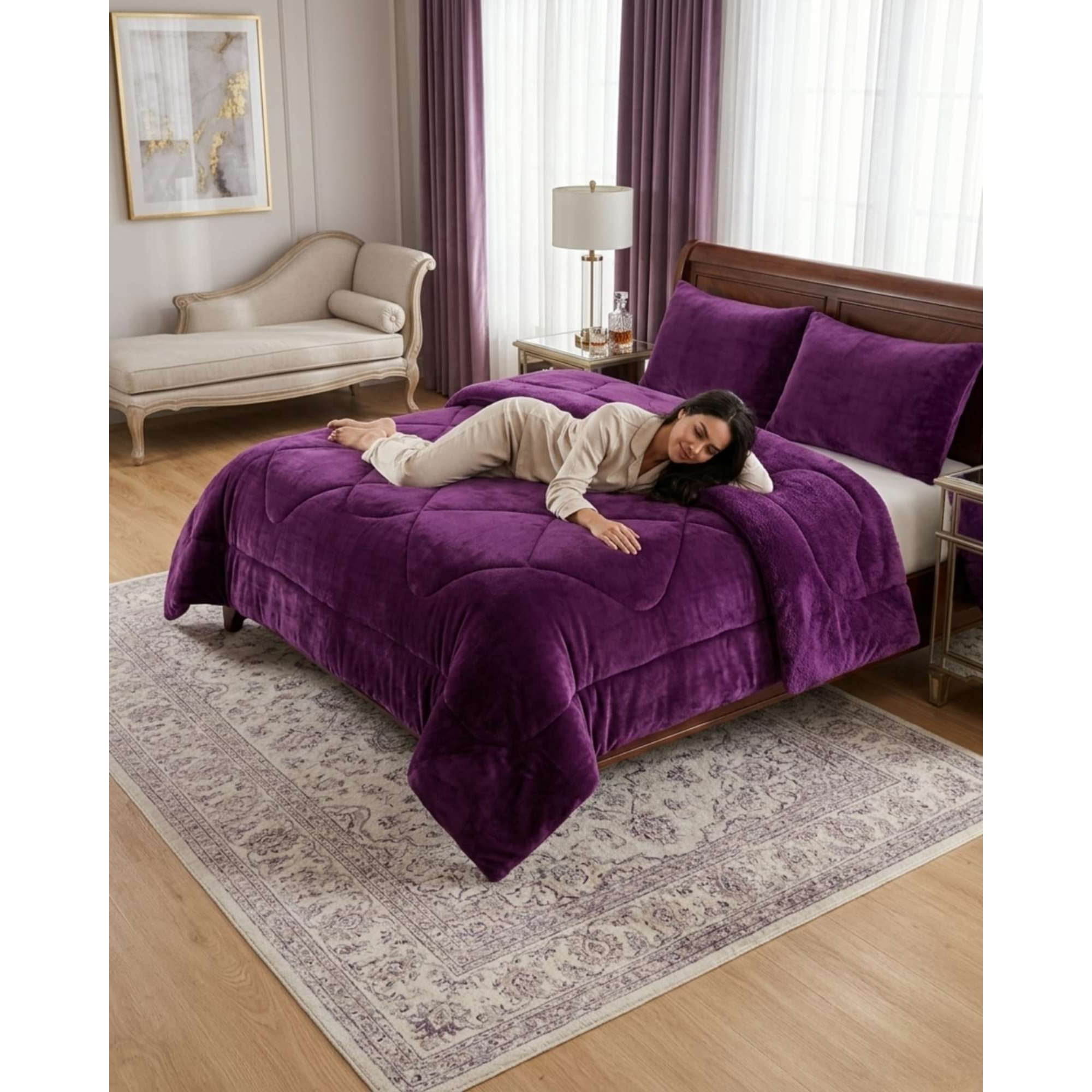Myl Todo Hogar - Plumón Cubrecama King Plush Con Reverso Chiporro Invierno