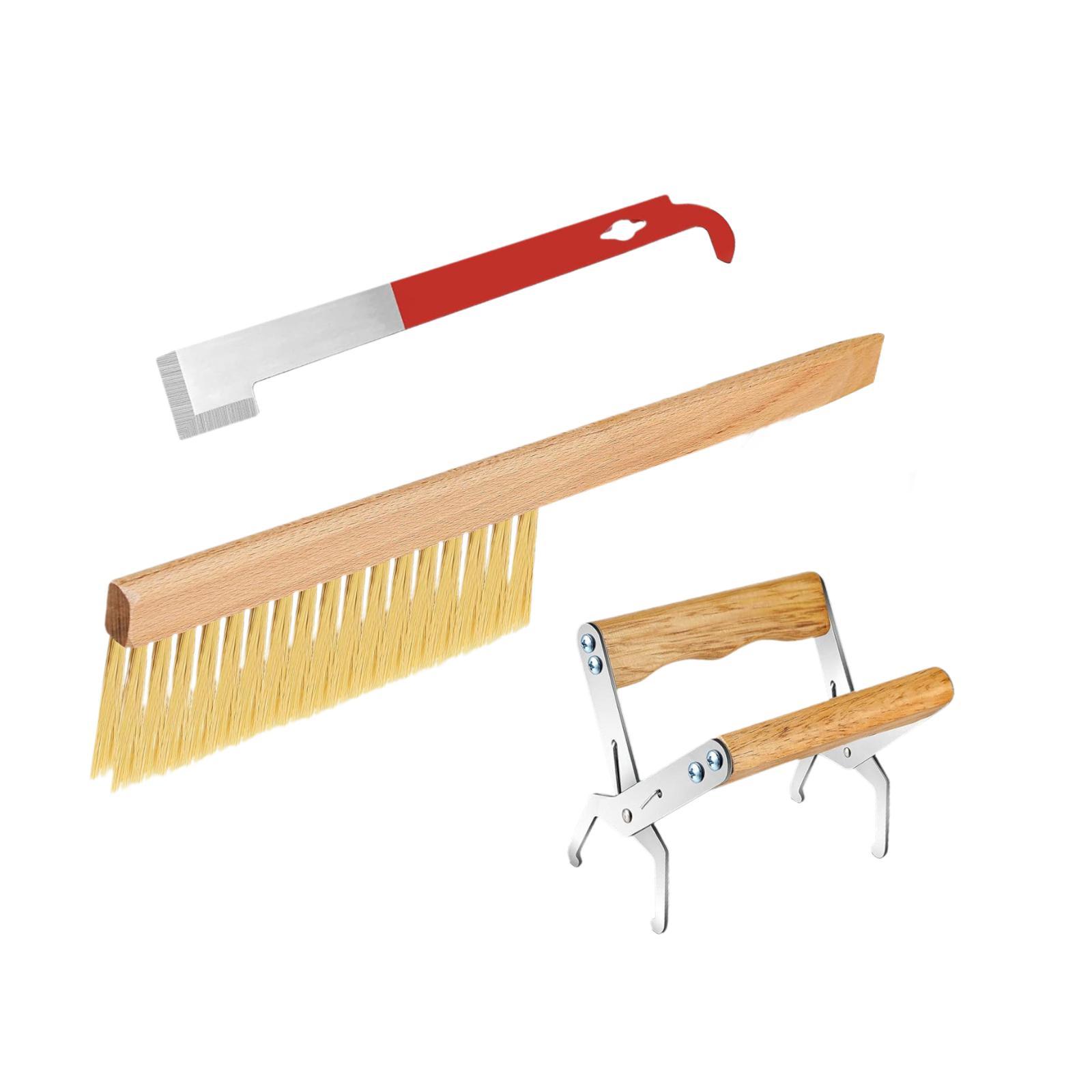 Ioensy - 3X Herramientas Para Colmenas De Abejas Cepillo Para Colmenas Mango De Madera Suministros De Apicultura Equipo