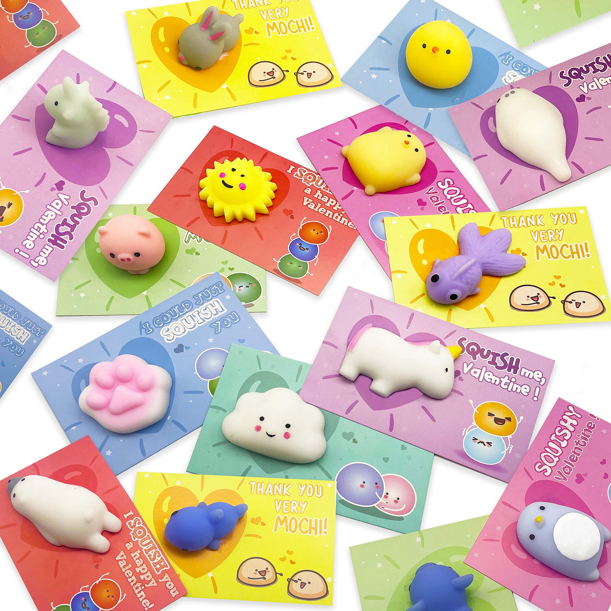 Kiddokids - Tarjetas De San Valentín Con Juguetes Mochi Squishy Para Niños (paquete De 28)