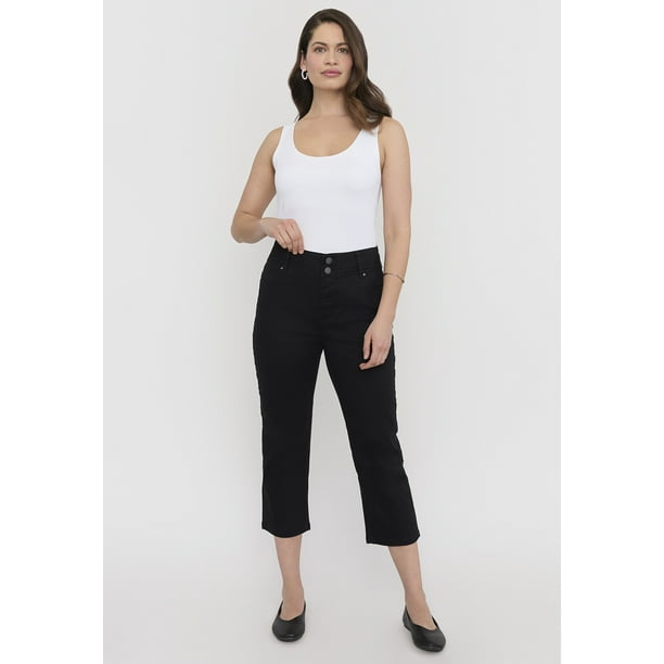 Pantalón Mujer Capri Gabardina Negro Corona