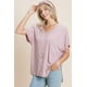 thumbnail image 1 of Top Casual y Básico con Cuello en V Liso, Mangas Dolman Cortas y Dobladillo con Abertura Lateral en Color Malva., 1 of 2
