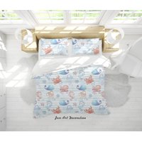 Milsleep - 3D Cute Sea Animals Whale Funda Nórdica Juego De Cama Funda Nórdica Fundas De Almohada