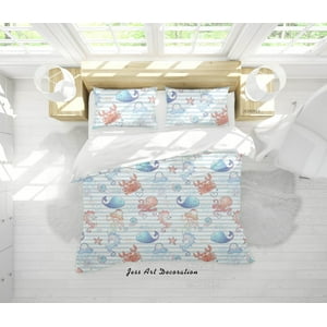 Milsleep - 3D Cute Sea Animals Whale Funda Nórdica Juego De Cama Funda Nórdica Fundas De Almohada