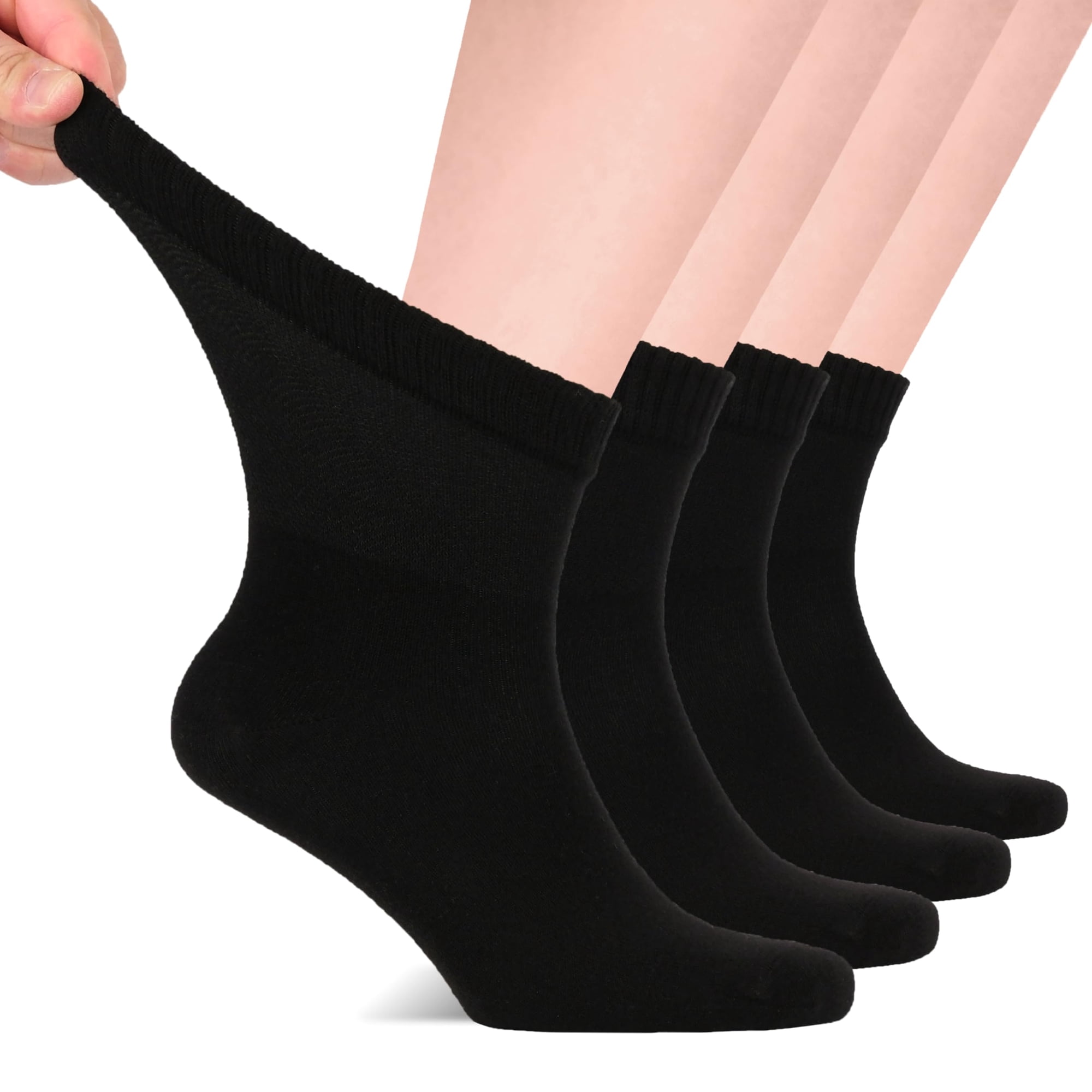 Calcetines Para Diabéticos Hugh Ugoli Para Hombre, Holgados Hasta El Tobillo, Negros 11-13