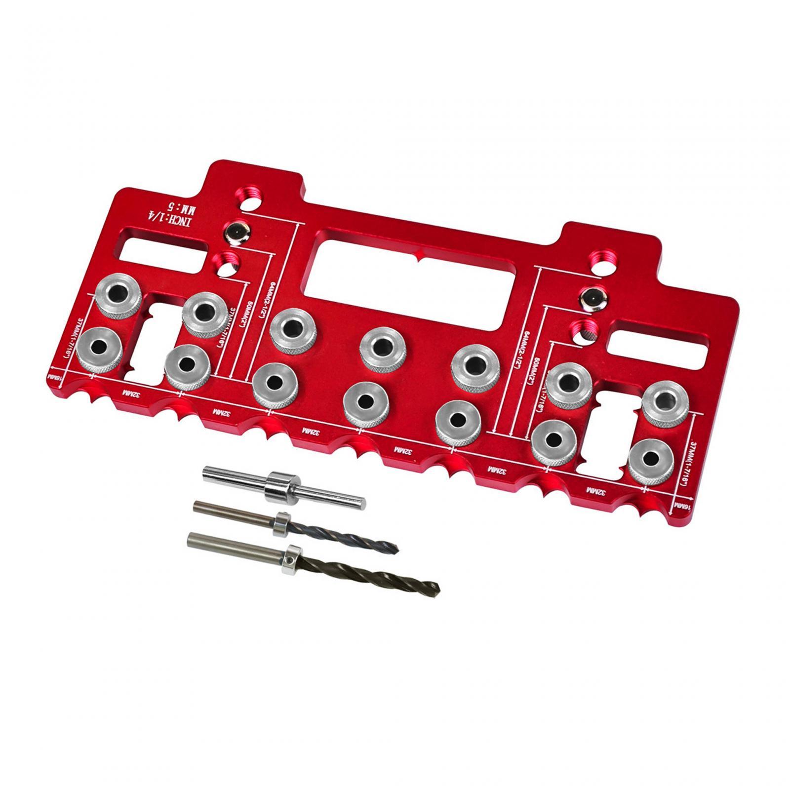 Magideal - Plantilla De Guía De Perforación, Pasador De Estante, Plantilla De Hardware, Aleación De Aluminio, 1/4, 5Mm, Plantilla De Perforación Para Ebanistas P Rojo