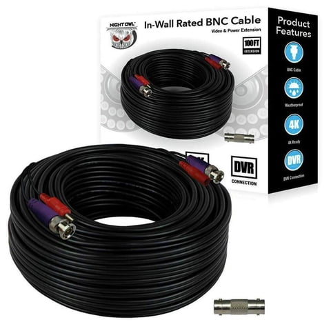 Cable De Extensión Para Cámara Night Owl, 30 M, Apto Para Pared (Paquete De 1)