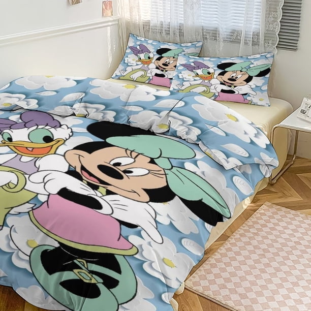 Daisy Duck Print Bedding Set Pattern Duvet Cove Set 3 Pieces 1 Quilt Cover And 2 Pillowcases for Women Men Teens