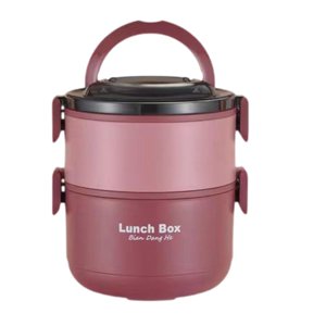 Magideal - Fiambrera Con Aislamiento, Contenedor De Almuerzo Portátil De Acero Inoxidable, Contenedor De Preparación De Comidas, Caja Bento Para Trabajo, Oficina Rojo 2 Capas