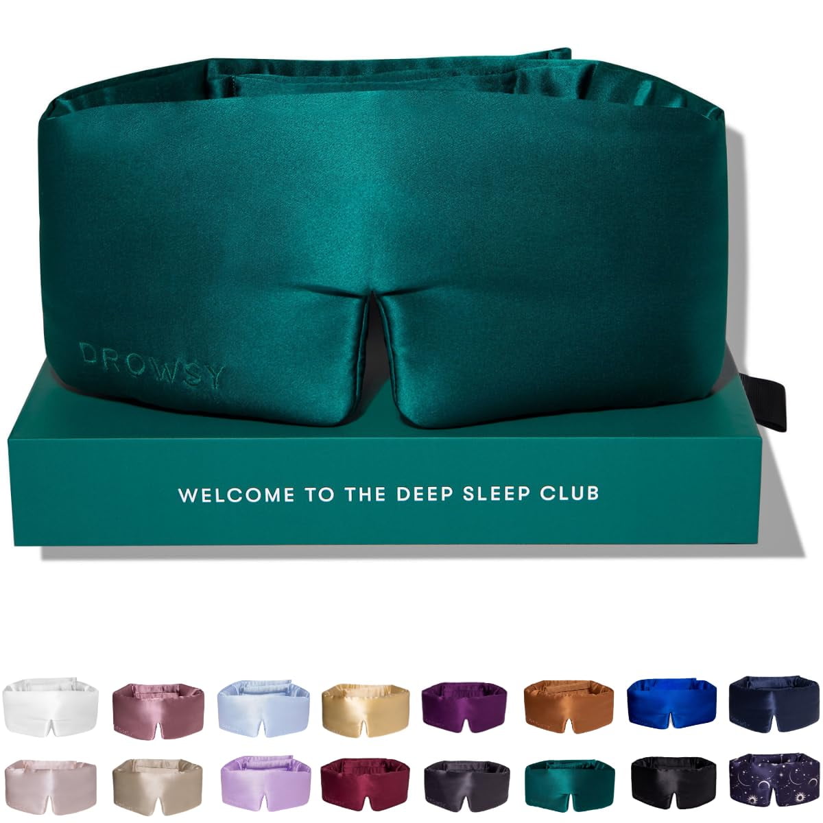 Drowsy - Máscara Para Dormir, Acolchada En Seda, 100% Verde Morera