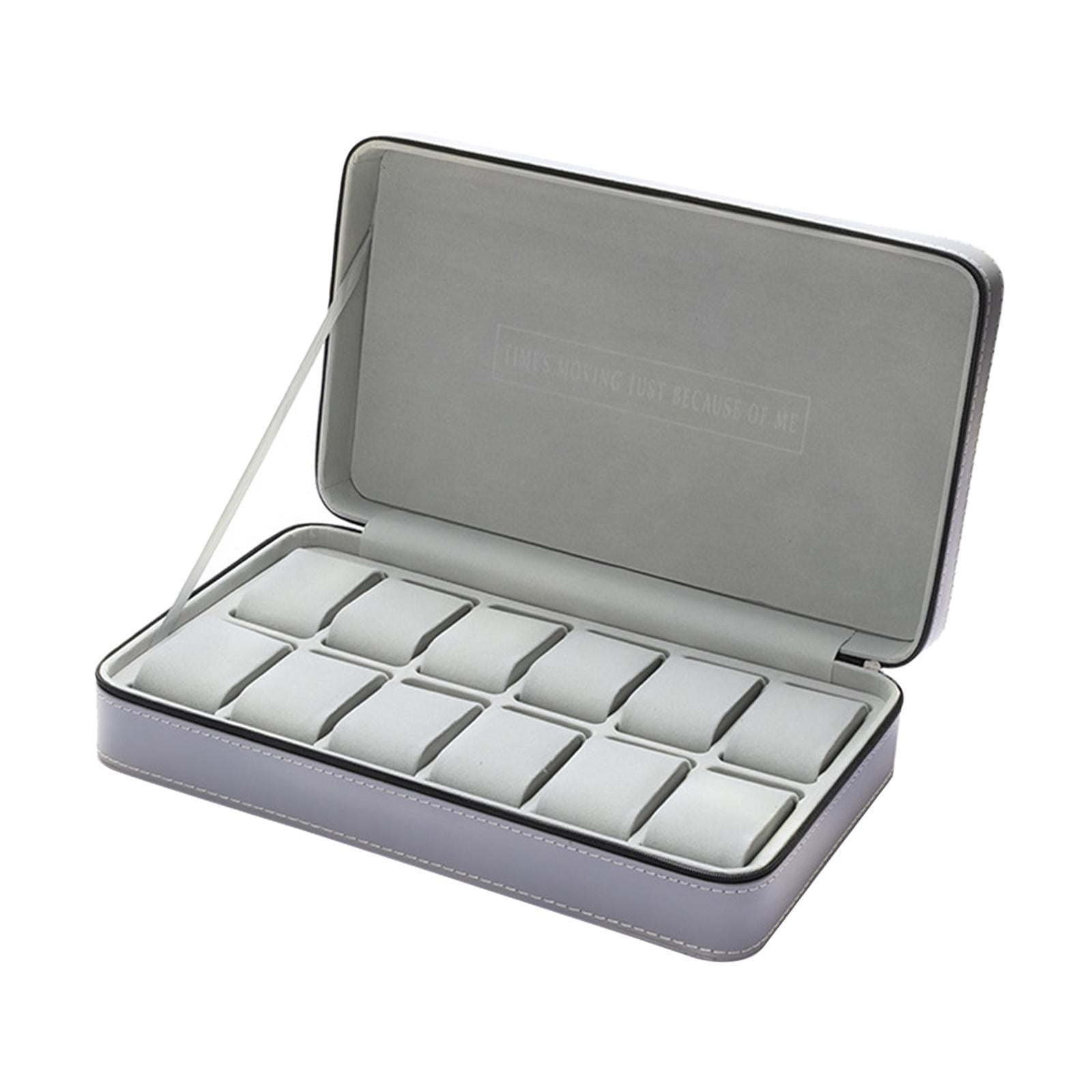 Magideal - Mira La Joyería Del Organizador De La Caja Y El Soporte De Reloj Con La Tapa De La Pantalla De Joyería Del Organizador De Relojes De Lujo Para Relojes 12 Ubicación