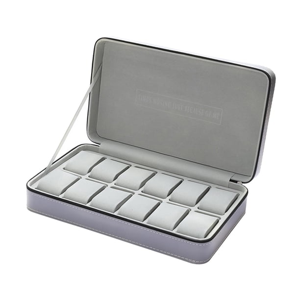 Mira la joyería del organizador de la caja y el soporte de reloj con la tapa de la pantalla de joyería del organizador de relojes de lujo para relojes 12 Ubicación