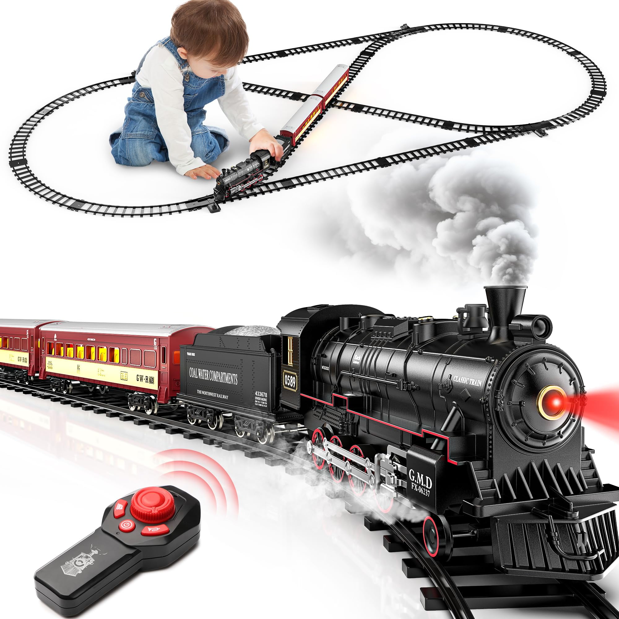 Juego De Tren Hot Bee Alloy Con Locomotora De Vapor Y Control Remoto