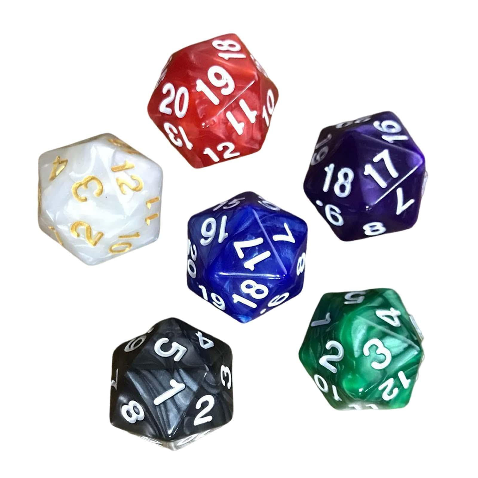 Bothyi - 6x D20 Dados Poliédricos Dados De 20 Mm Juego De Dados De 20 Caras Para Juegos De Cartas Bar Ktv