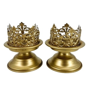 Magideal - 2 Piezas De Candelabros Cónicos Candelero Candelero Decorativo Estilo Retro Candelabros Para Mesa De Comedor De Vacaciones Decoración Del Hogar Áurea 10.3Cmx15Cm