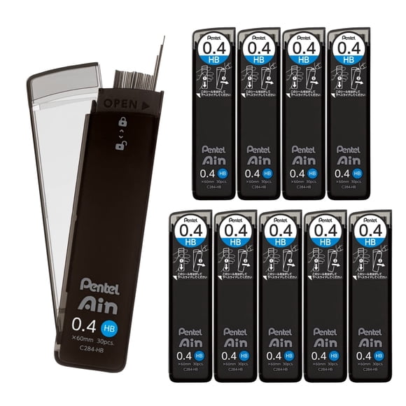Pentel de plomo mecánico Ain 0,4 mm HB 10 piezas