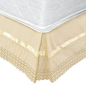 Mallorca - Faldón 144 Hilos Broderie Amanda 2 Plazas Beige