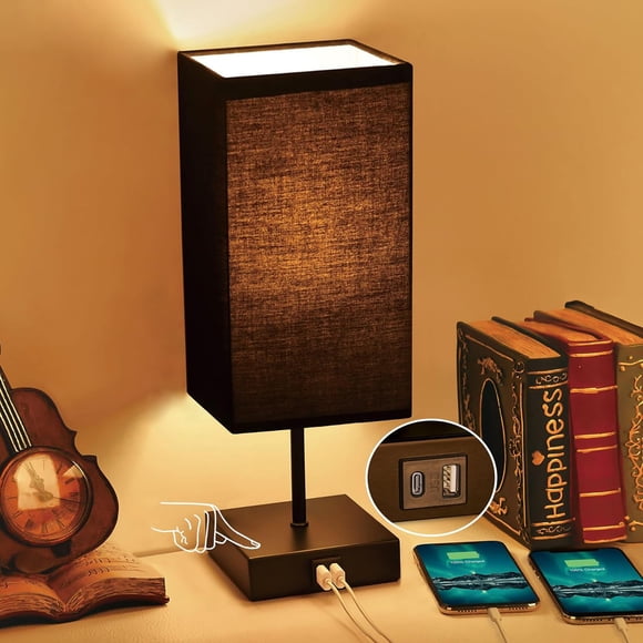 Lámpara de mesa Sailstar con atenuación táctil de 3 niveles y puertos USB 120 V