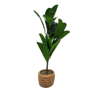 Fliperex - Planta Artificial Macetero De Cemento Naranjo Hojas Verdes Naranja