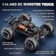 thumbnail image 4 of RC Car Womaqu 1:14 4WD Todoterreno Monster Truck 40 km/h de velocidad, 4 of 9