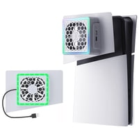 Ventilador De Enfriamiento Aaronmei Para Ps5 Slim Con Placa Cubierta Disipador Ajustable Luces Led Rgb Y Usb Hub Blanco