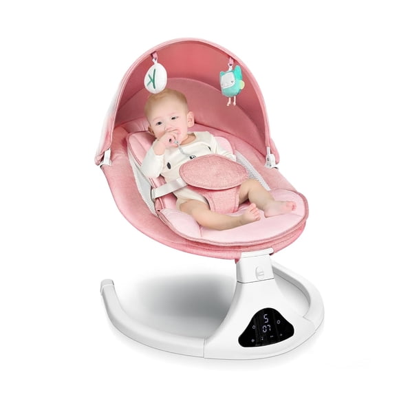Columpio eléctrico para bebés y niños pequeños RIVIPLOU, color rosa