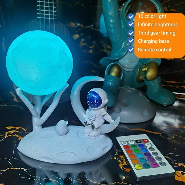 1pc Cute Mini Night Light, Moon Cute Figure Light Rechargeable Astronaut Decoration Astronaut Lamp Tabletop Light Healing Astronaut Astronaut Creative Gift Car Carrying Inside Cake Decoration Luminous