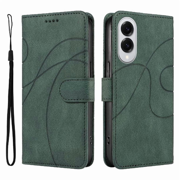 Funda tipo cartera con tapa para Samsung Galaxy S25 Edge con tarjetero, soporte y cubierta magnética Verde
