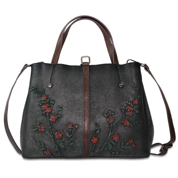 Bolso SHARPAD de 35 cm Cuero Negro Floral