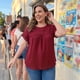 thumbnail image 2 of Agnes Orinda Blusas de Mujer Tallas Grandes Chiffon Swiss Dots Mangas Cortas Encaje Crochet Blusa Plisada L Burdeos, 2 of 8